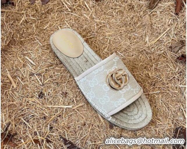 Super Quality Gucci Jacquard Denim Espadrille Slide Sandals Beige 052316