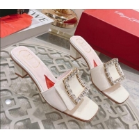 Sophisticated Roger Vivier Bikini Love Patent Leather Medium Heel Slide Sandals 4.5cm White 0425137