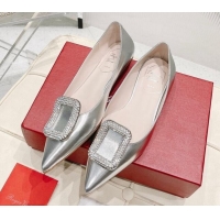 Good Looking Roger Vivier Bikini Love Patent Leather Ballerinas Flat Silver 0425146