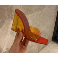 Grade Quality Amina Muaddi TPU Wedge Slide Sandals 10cm Orange 032875