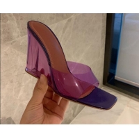 Luxury Amina Muaddi TPU Wedge Slide Sandals 10cm Purple 032876