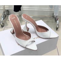 Sophisticated Amina Muaddi Patent Leather High Heel Slide Sandals 9.5cm White 0406105