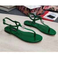 Unique Style Dolce & Gabbana DG Calfskin Thong Sandals Green 042209