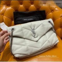 Top Grade Saint Laurent Loulou Puffer Small Bag in Quilted Lambskin 577476 White