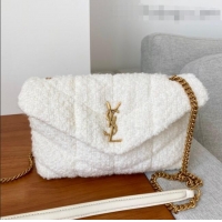 Market Sells Saint Laurent Loulou Puffer Mini Bag in White Tweed 620333 2021