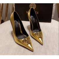 Duplicate Versace Glazed Leather Pumps 11cm Gold 031942