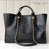 Top Grade Chanel Deauville Calfskin Large Shopping Bag A66941 All Black 2021