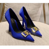 Top Design Versace Silk High Heel Pumps 11cm Royal Blue 032809