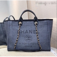 Modern Classic Chanel Deauville Mixed Fibers Large Shopping Bag A66941 Dark Gray 2021