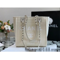 Good Product Chanel Deauville Mixed Fibers Small Shopping Bag A66941 Beige 2022