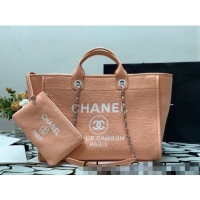 Buy Grade Chanel Deauville Mixed Fibers Large Shopping Bag A66941 Orange 2022