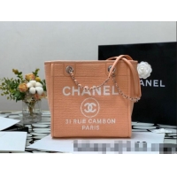 Classic Chanel Deauville Mixed Fibers Small Shopping Bag A66941 Orange 2022