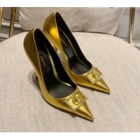 Good Product Versace Calfskin High Heel Pumps 11cm Gold 032813