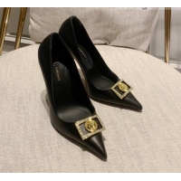 Discount Fashion Versace Calfskin High Heel Pumps 11cm Black 032814