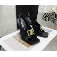 Stylish Versace Silk Open Toe Pumps 10.5cm Black 042660