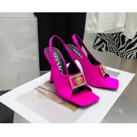 Feminine Versace Silk Open Toe Pumps 10.5cm Hot Pink 042661 