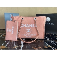 Promotional Chanel Deauville Mixed Fibers Medium Shopping Bag A67001 Peach Pink 2022