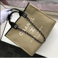 Top Quality Chanel Deauville Mixed Fibers Medium Shopping Bag A67001 Khaki 2022