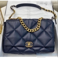 Top Quality Chanel Quilted Goatskin Chanel 19 Maxi Flap Bag AS1162 Navy Blue 2022