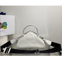 Big Discount Prada Leather Triangle bag 1BB082 white