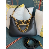 Sophisticated VALENTINO GARAVANI Loco Calf leather bag V2028 black