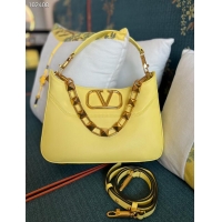 Top Quality VALENTINO GARAVANI Loco Calf leather bag V2028 Yellow