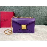 New Cheap VALENTINO GARAVANI One Stud Sheepskin Shoulder Bag XW0B0K21 purple