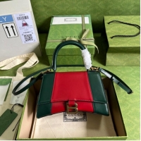 Good Product Gucci HOURGLASS SMALL TOP HANDLE BAG calfskin 681697 red%Green