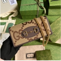 Affordable Price Gucci Horsebit 1955 wallet with chain 621892 brown