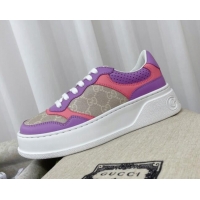 Good Quality Gucci Chunky B GG Canvas Sneakers Purple/Pink/Grey 041247