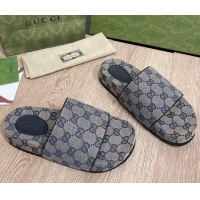 Best Price Gucci GG Canvas Flat Slide Sandals Grey/Blue 041314