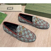 Sumptuous Gucci GG Canvas Flat Loafers Blue/Brown 041327