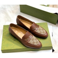 Sumptuous Gucci GG Canvas Loafers with Horsebit Brown 658268