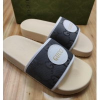 Best Grade Gucci Off The Grid GG Nylon Flat Slide Sandals Grey 042293