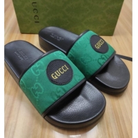 Popular Style Gucci Off The Grid GG Nylon Flat Slide Sandals Green 042296