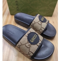 Top Design Gucci Off The Grid GG Nylon Flat Slide Sandals Beige 042298