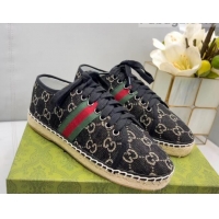 Best Product Gucci GG Canvas Lace up Espadrilles Black 0422115