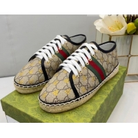 Best Price Gucci GG Canvas Lace up Espadrilles Beige/Gold 0422116