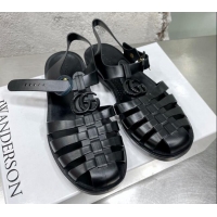 Popular Style Gucci Rubber Strap Flat Sandals Black 042752