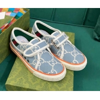 Best Grade Gucci Tennis 1977 GG Canvas Sneakers Light Blue 050724