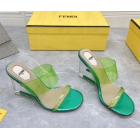 Hot Style Fendi First TPU High-heeled Sandals 9.5cm Heel Green 0420074