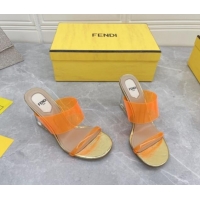 Discount Fendi First TPU High-heeled Sandals 9.5cm Heel Orange 0420075