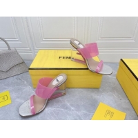 Low Price Fendi First TPU High-heeled Sandals 9.5cm Heel Pink 0420077