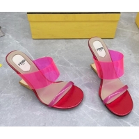 Stylish Fendi First TPU High-heeled Sandals 9.5cm Heel Hot Pink 0420079 