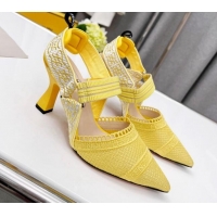 Good Quality Fendi Colibri Embroidered Slingback Pumps 8.5cm Yellow 042281