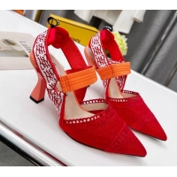 Durable Fendi Colibri Embroidered Slingback Pumps 8.5cm Red 042282