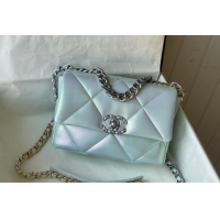 Grade Quality Chanel 19 Iridescent Lambskin Small Flap Bag AS1160 Light Blue 2022