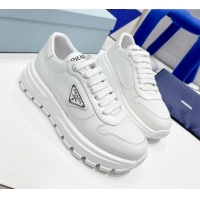 Perfect Prada Brushed Leather Sneakers White 0425120