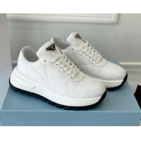 Shop Duplicate Prada Quilted Leather Sneakers White 0425127