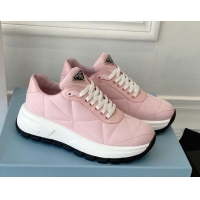 Discount Prada Quilted Leather Sneakers Pink 0425128